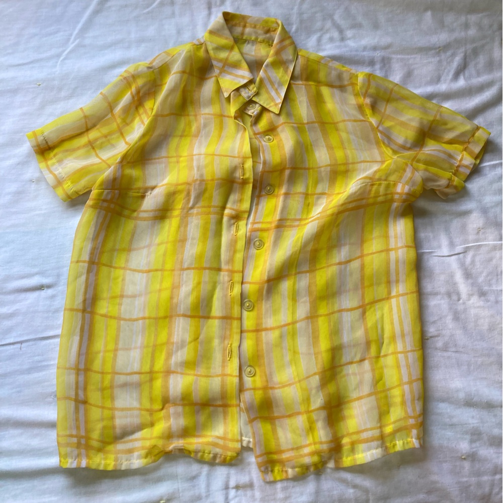 Yellow Plaid Button-Up Shirt size small/xsmall